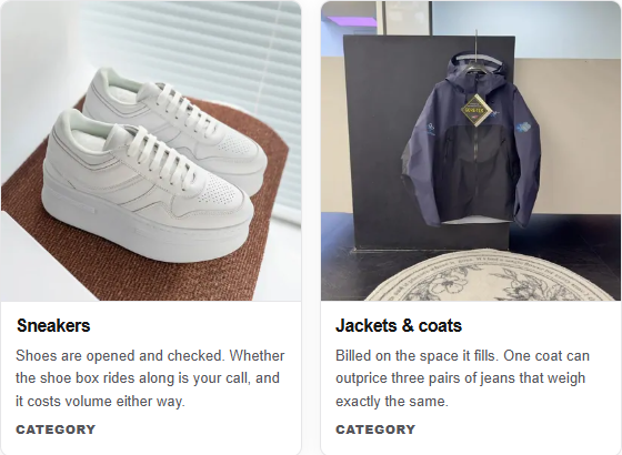 Sneaker and outerwear category cards from this Okeyhaul Spreadsheet
